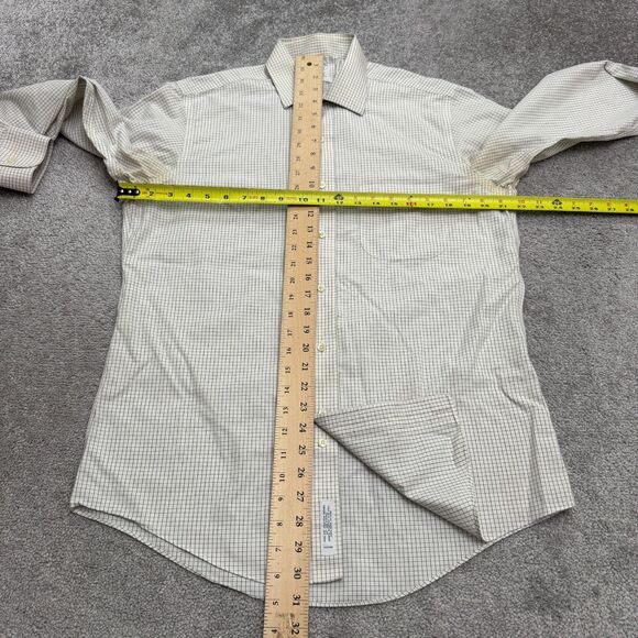 Brooks Brothers Extra Slim Non Iron Dress Shirt Mens 16 34 White Blue Check Work - Picture 12 of 16